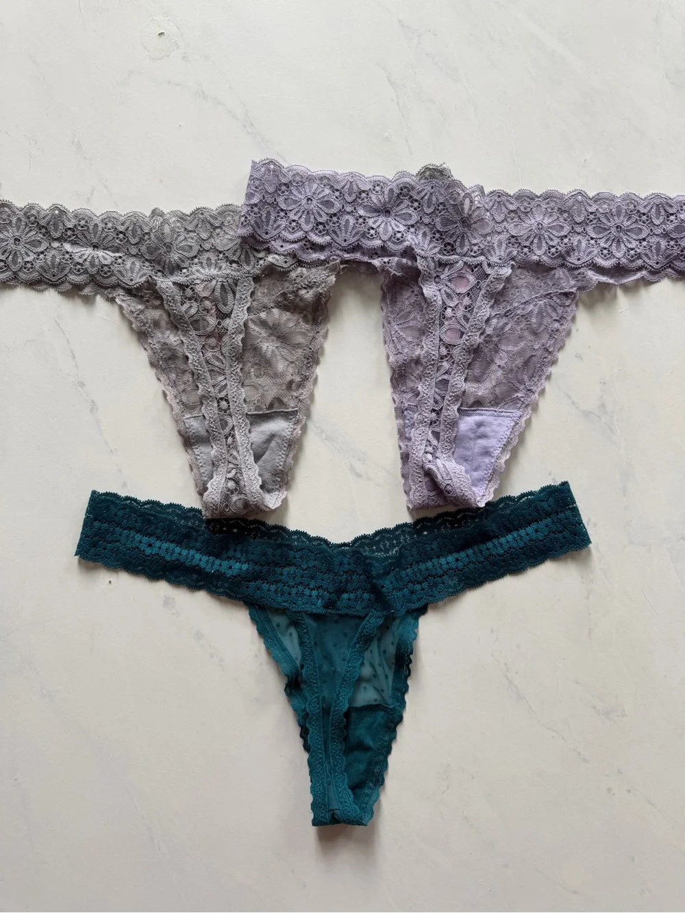 Victoria’s Secret - Lace-Trim Thong Bottoms - Set of 3 - Picture 4 of 4